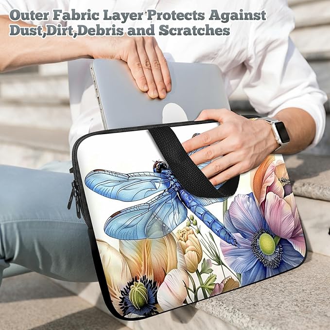 Universal Laptop Sleeve Tablet Case 12 inch, Blue Dragonfly Slim Carrying Case Durable Handbag Travel Laptop Bag for Surface Pro 9 8 7/Laptop Go 2 3, MacBook Air 11/12