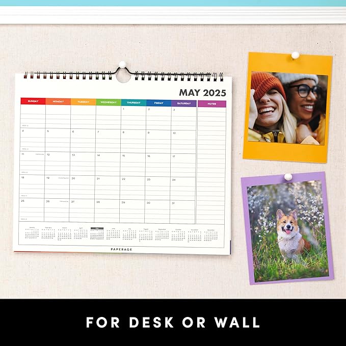 PAPERAGE Calendar 2025-12 Month (Navy), Minimalist Wall and Desk Calendar with Monthly Views and Yearly Plans – Small (9 in x 11 in)