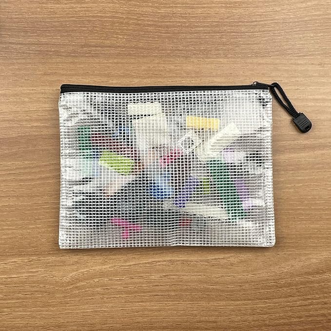 Oaimyy-B5(7"x 11"), Mesh Zipper Pouch Document Folders Bag Plastic Zip File Folders for School Office Supplies, Travel, Organizing Storage-Black,6 Pcs