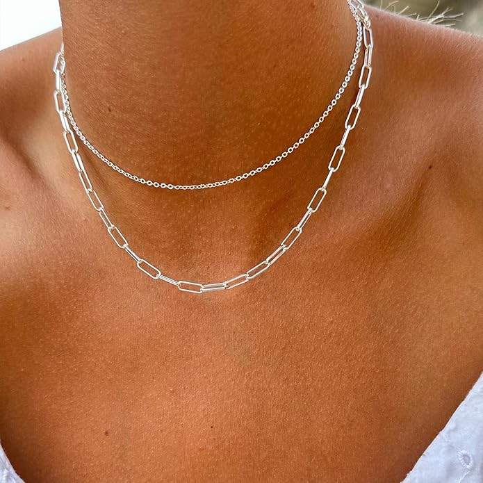 Herringbone Necklace for Women,Dainty Gold Necklace,14k Gold Plated Snake,Gold Chain Choker Necklaces,Simple Gold Layered Necklaces,Gold Jewelry Gift for Women