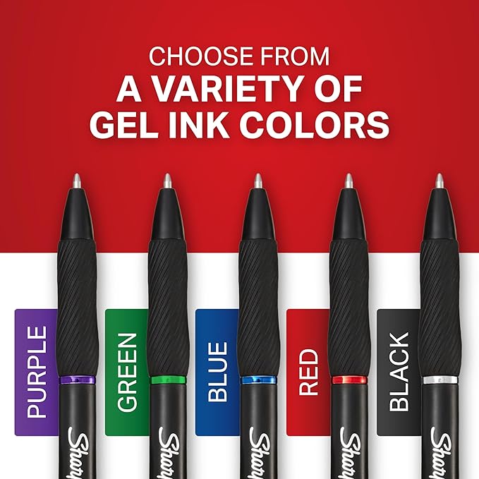 Sharpie S-Gel, Gel Pens, Writing Pens, Drawing Pens, Coloring Pens, Gel Pens For Journaling, Medium Point Pens(0.7Mm), Assorted Colors, 12 Count