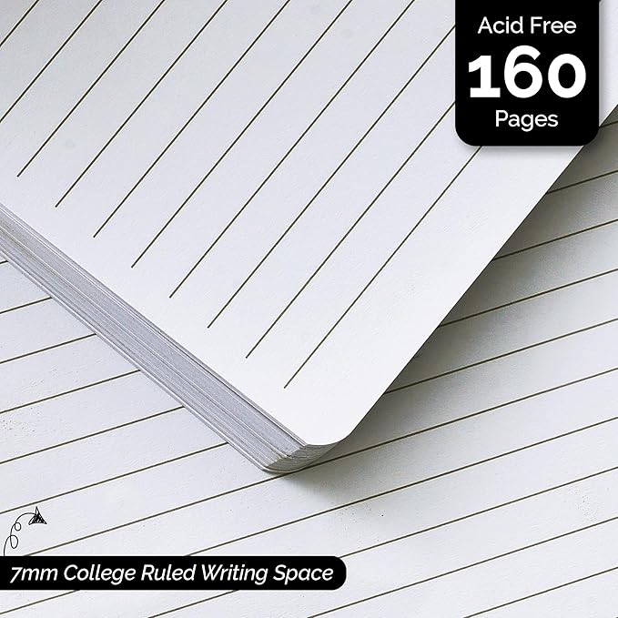 Nextnoid Hardcover Lined Journal Notebook - 120 GSM Thick Paper, Medium A5(5.7" x 8.3"), 160 Pages - Perfect For Writing, Journaling and Note-Taking (Brown,Ruled)