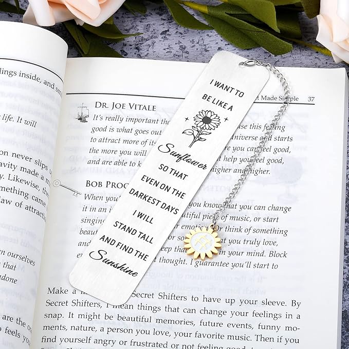 Graduation for Teens Girls Easter Basket Stuffers AMBREGRISSUN Sunflower Gifts for Women Inspirational Bookmark for Her Friends Friendship Coworker Christmas Stocking Stuffers for Daughter Birthday