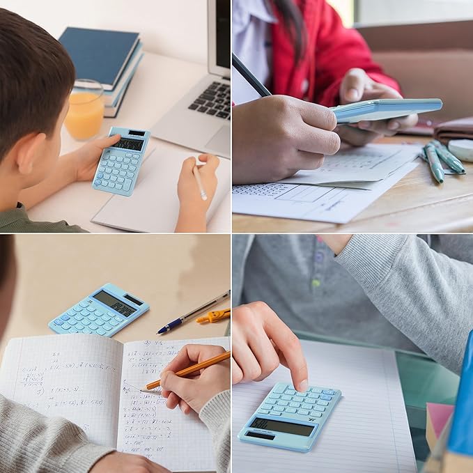 Mr. Pen- Standard Function Calculator, 12 Digits, Small Calculator, Light Blue Solar Calculator, Pocket Calculator, Simple Calculator, Basic Office Calculators, Solar Handheld Calculator
