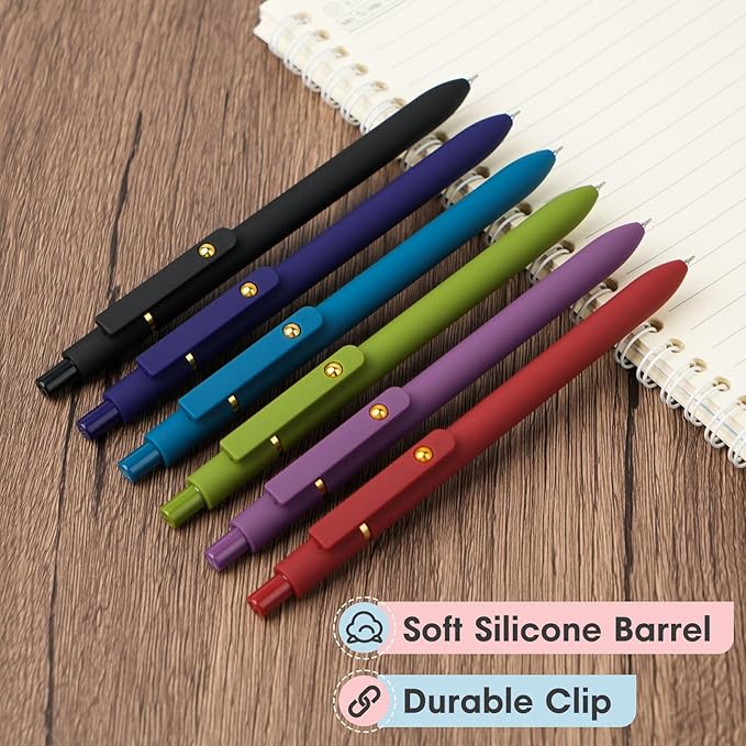 Ddaowanx Colorful Gel Pens, 0.5mm Fine Point Retractable, Cute Pens with Colored Writing and Sketching, Nursing School Essentials,School Supplies, Gifts for Nurse (12Pcs-Vintage Colors)