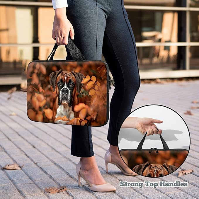 Laptop Sleeve Case Bag 13 inch, Dog Autumn Slim Carrying Case Durable Handbag Travel Laptop Bag for 13 inch MacBook Air M3/M2/Pro M2/ 13" iPad Pro/Air M4/M2 2024