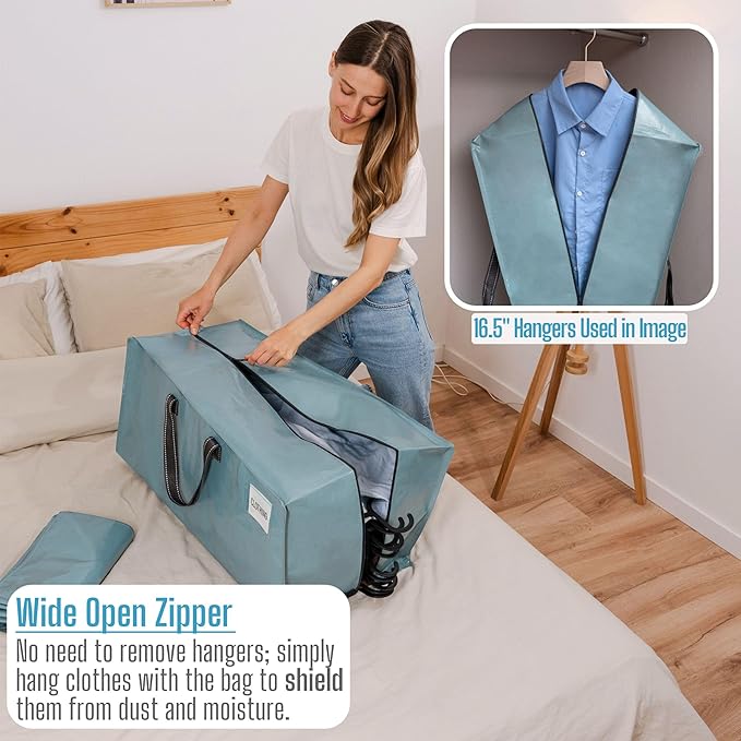 VENO 2 Pack Moving Bags w/Backpack Straps, Moving Boxes & Storage Bins Alternative, Packing Supplies, Camping Accessories Totes, Dorm Room Essentials Storage Bags (Shiny Light Blue, 2 Pack)