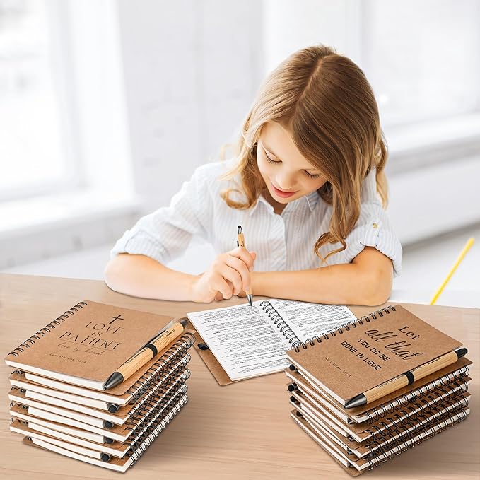 INSADA 60 Sets of Christian Gifts Spiral Notebooks Bulk Journals with Christian Pens Prayer Journal Christian Journal for Teachers Students Friends Colleagues and Family Christmas Gifts