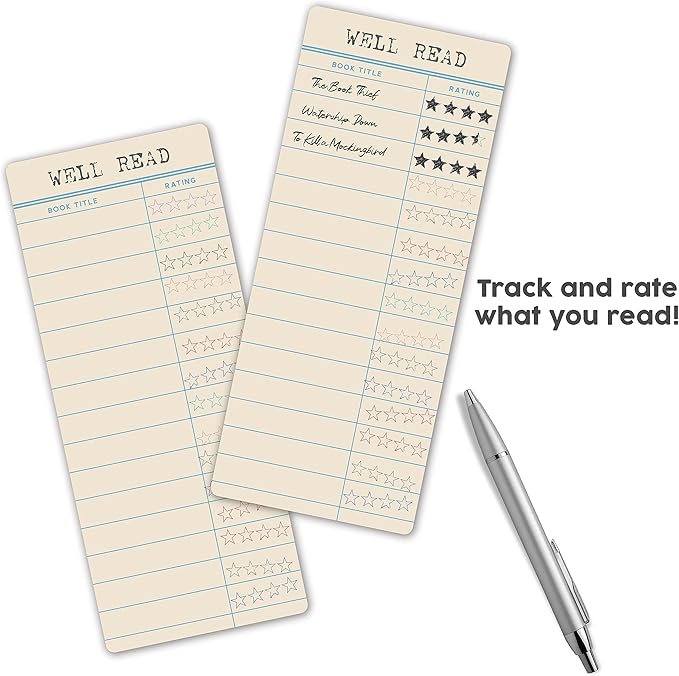 Paper House Productions Book Lover's Reading Tracker Bookmark 3-Pack - Library Card