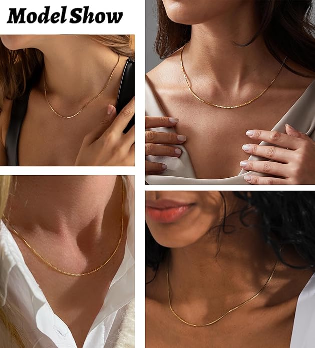 Herringbone Necklace for Women,Dainty Gold Necklace,14k Gold Plated Snake,Gold Chain Choker Necklaces,Simple Gold Layered Necklaces,Gold Jewelry Gift for Women