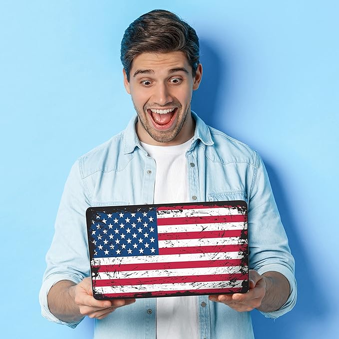 HK Studio Laptop Skin Decal Specific Fit for HP 14" with No Cutting Required, No Bubble, Waterproof, Scratch Resistant, American Flag Design - Including Wide Screen and Full Wrist Pad Skin