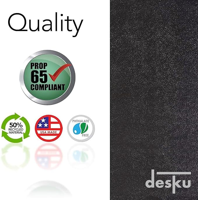 DESKU Flower Power Desk Chair Mat – Heavy-Duty PVC Mats for Carpet Floor Protection, Black, 48 x 49 Inches, Made in The USA
