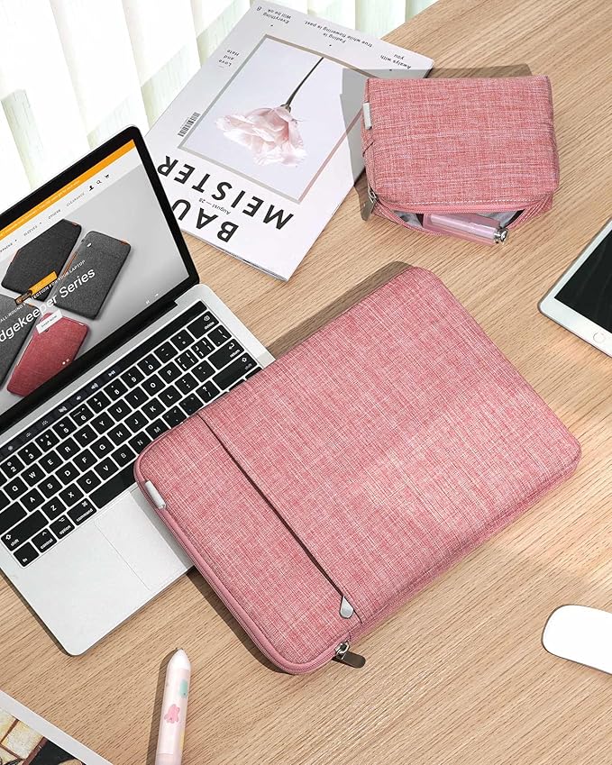 Inateck 360° Protection Laptop Bag with Accessory Bag, Compatible with 13-inch MacBook Air/Pro M3 M2 M1 2016-2024, Red