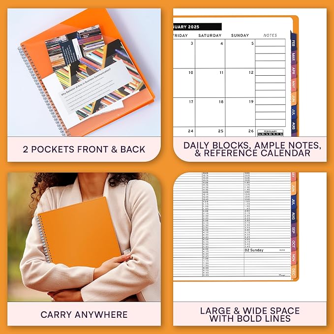 2025 Appointment Book & Planner- Ensight 8.5 x 11 inches, Large Tabbed Daily Hourly Weekly Planner, Calendar & Schedule Book 15-Minute time Slots, Business & Personal Planner Jan 2025- Dec 2025- Yellow