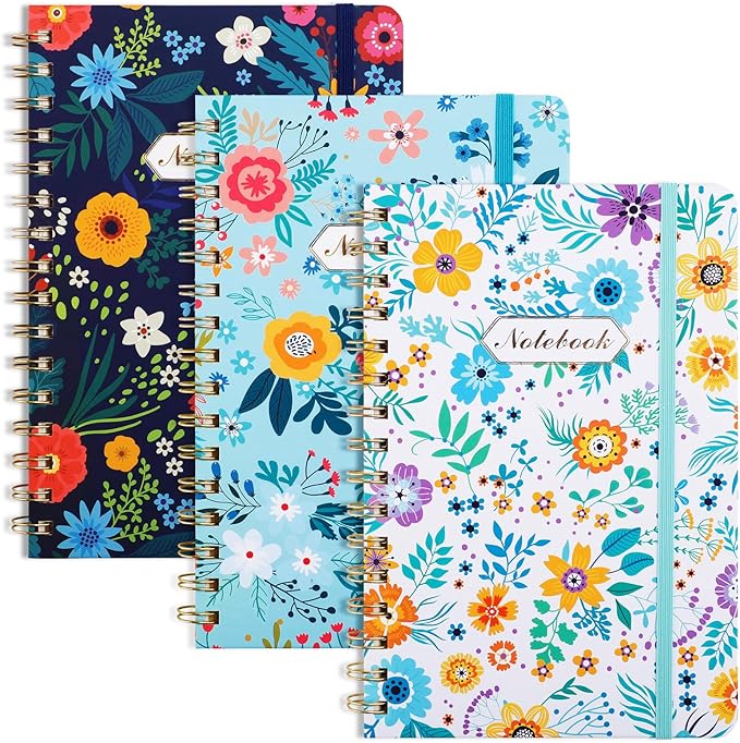 LABUK 5.6 x 8.4 Inches Spiral Notebook, 3 Pack 160 Pages Hardcover Spiral Journal, Suitable for Gifts, Women, Work, Office and School Supplies.