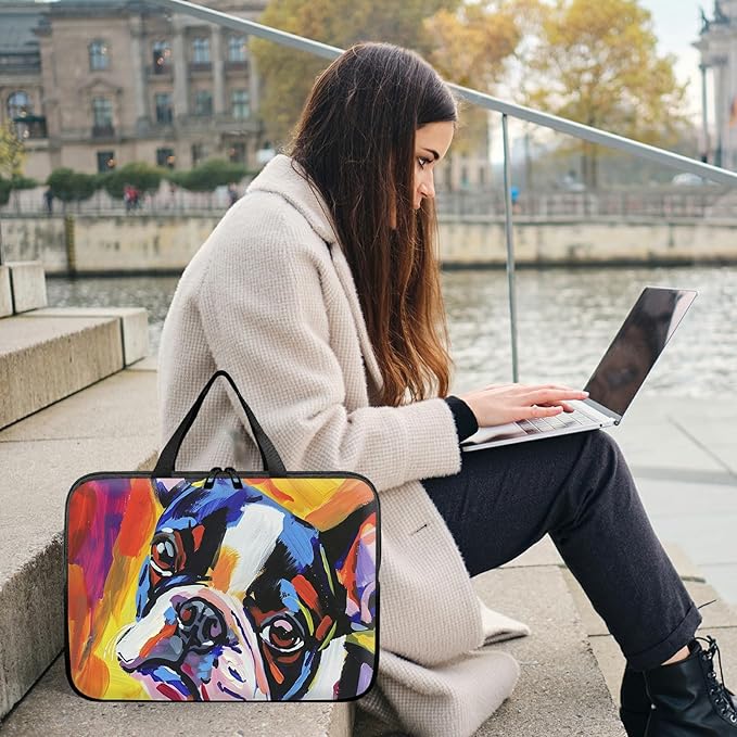 Laptop Sleeve Case Bag 13 inch, Watercolor Dog Slim Carrying Case Durable Handbag Travel Laptop Bag for 13 inch MacBook Air M3/M2/Pro M2/ 13" iPad Pro/Air M4/M2 2024