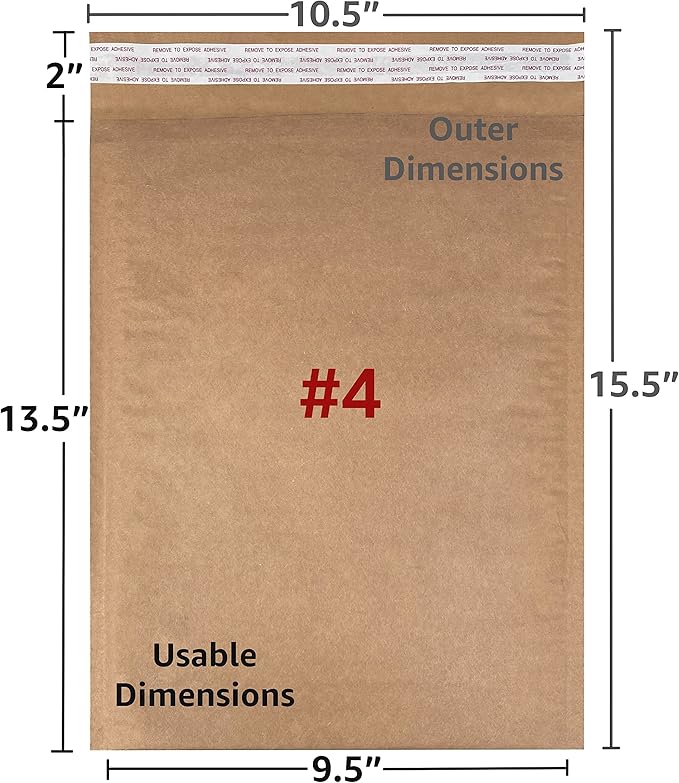 Honeycomb paper padded envelope sealable mailers (100, #4-9.5" x 13.5")