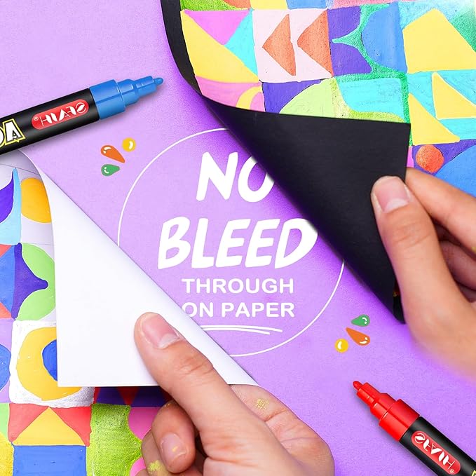 SFAIH Acrylic Creative Markers - 3mm Replaceable Nibs 36 Colors, Large Ink Capacity, Ultra-High Coverage, Non-Bleeding Water-Based Ink, Drawing Markers for Art Supplies, Wood, Fabric, Rock Painting