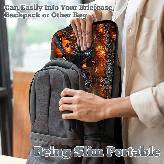 Universal Tablet Laptop Sleeve Case 10 inch, Fire Fierce Dragon Slim Carrying Case Durable Handbag Travel Laptop Bag for 7 to 10-inch Laptops/Notebook/Kids Tablet/ipad/eBook Readers
