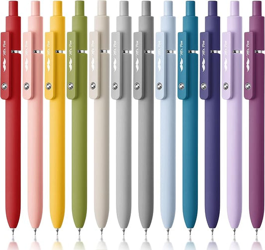 Mr. Pen- Retractable Gel Pens, 12 Pack, Morandi and Vintage Barrels, Black Gel Pens, Fast Dry, Gel Pens Fine Point 0.5mm, Retractable Pens, Cute Pens, Gel Ink Pens, Aesthetic Pens for Journaling