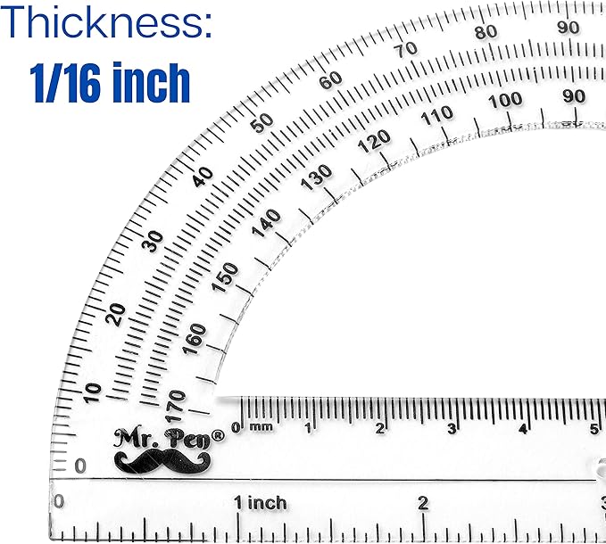 Mr. Pen- Protractor, 6 inch, 3 Pack, Protractors, Clear Protractor, Geometry Protractor, Protractor 6 inch, Clear Plastic Protractor, Protractor for School, Protractor Math, Plastic Protractor Clear