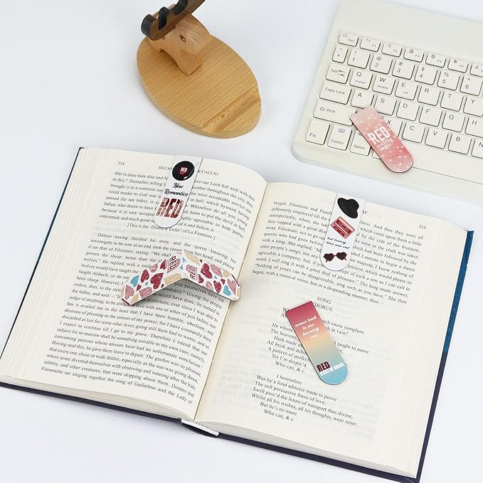 10Pcs Magnetic Bookmarks T-S Colorful Bookmarks Page Markers for Fans Readers, Women, Book Lovers, Students Teachers, Funny Office Supplies Stationery Gifts Used in Office, School, Home (Red & Green)