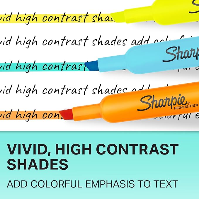 Sharpie Tank Style Highlighters, Chisel Tip Fluorescent Highlighter Marker Set, Office And Teacher Supplies, Assorted, 12 Count