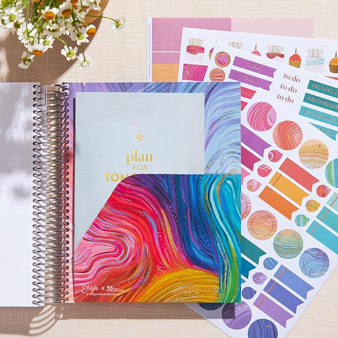 Erin Condren 12-Month Spiral Life Planner (Jan 2025 - Dec 2025) | 7x9 Weekly Planner with Monthly Calendars | Evolve Covers, Evolve Interior, Vertical Layout, Platinum Coil