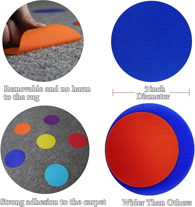 Carpet Markers 5" for Kids, Multicolor Spot Circle Markers for Classroom Teachers, Preschool and Kindergarten (60 Packs of Circle)