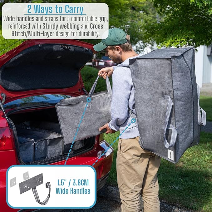 VENO 6 Pack Moving Bags w/Backpack Straps, Moving Boxes & Storage Bins Alternative, Packing Supplies, Camping Accessories Totes for Storage, Dorm Room Essentials Storage Bags (Gray, 6 Pack)