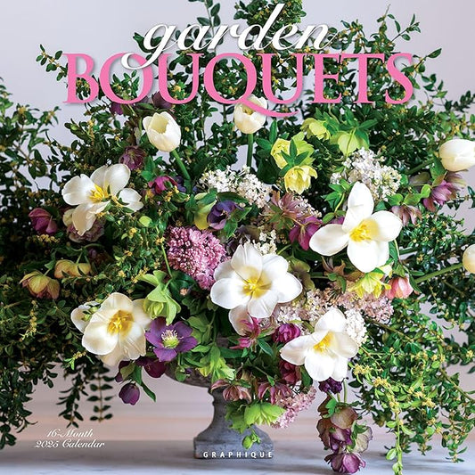 Graphique 2025 Garden Bouquets Wall Calendar | 12” x 12” | Thick Paper | Home & Office Organizer | Large Monthly Grid | 3 Languages & Marked Holidays | 4 Month Preview Page for 2026
