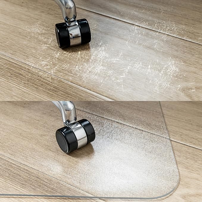 Office Chair Mat for Hardwood Floor, Plastic Floor Mat with Non-Slip Texture, Rectangle Hard Floor Desk Chair Mat with Milled Edge (36"x48" inch)