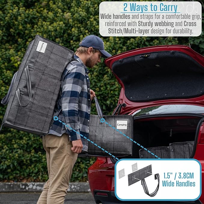 VENO 10 Pack Moving Bags w/Backpack Straps, Moving Boxes & Storage Bins Alternative, Packing Supplies, Camping Accessories Totes for Storage, Dorm Room Essentials Storage Bags (Windowpane, 10 Pack)