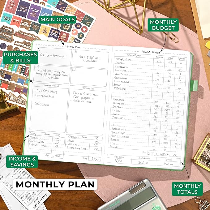 GoGirl Budget Planner – Monthly Financial Planner Organizer Budget Book. Expense Tracker Notebook Journal to Control Money, Compact (Mint Green)