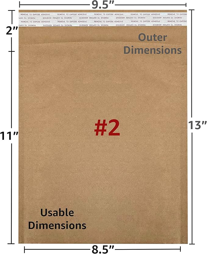 Honeycomb paper padded envelope sealable mailers (100, #2-8.5" x 11")