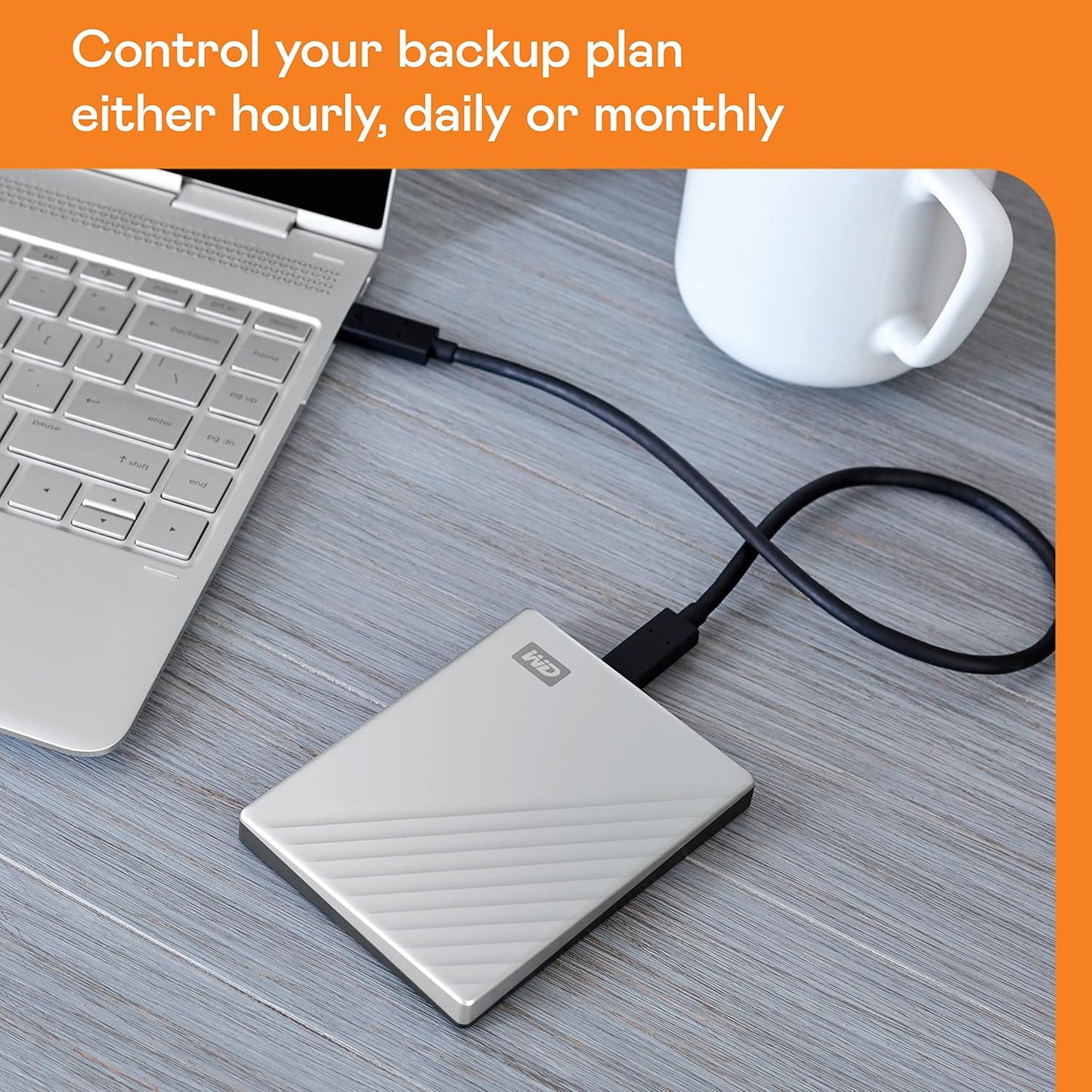 WD 1TB My Passport Ultra, Silver, Portable External Hard Drive, backup software with defense against ransomware, and password protection, USB-C and USB 3.1 - WDBC3C0010BSL-WESN