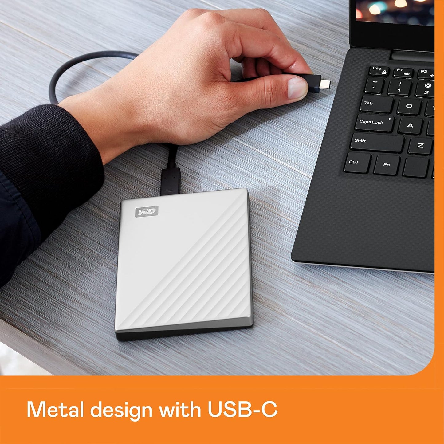 WD 4TB My Passport Ultra, Silver, Portable External Hard Drive, backup software with defense against ransomware, and password protection, USB-C and USB 3.1 - WDBFTM0040BSL-WESN