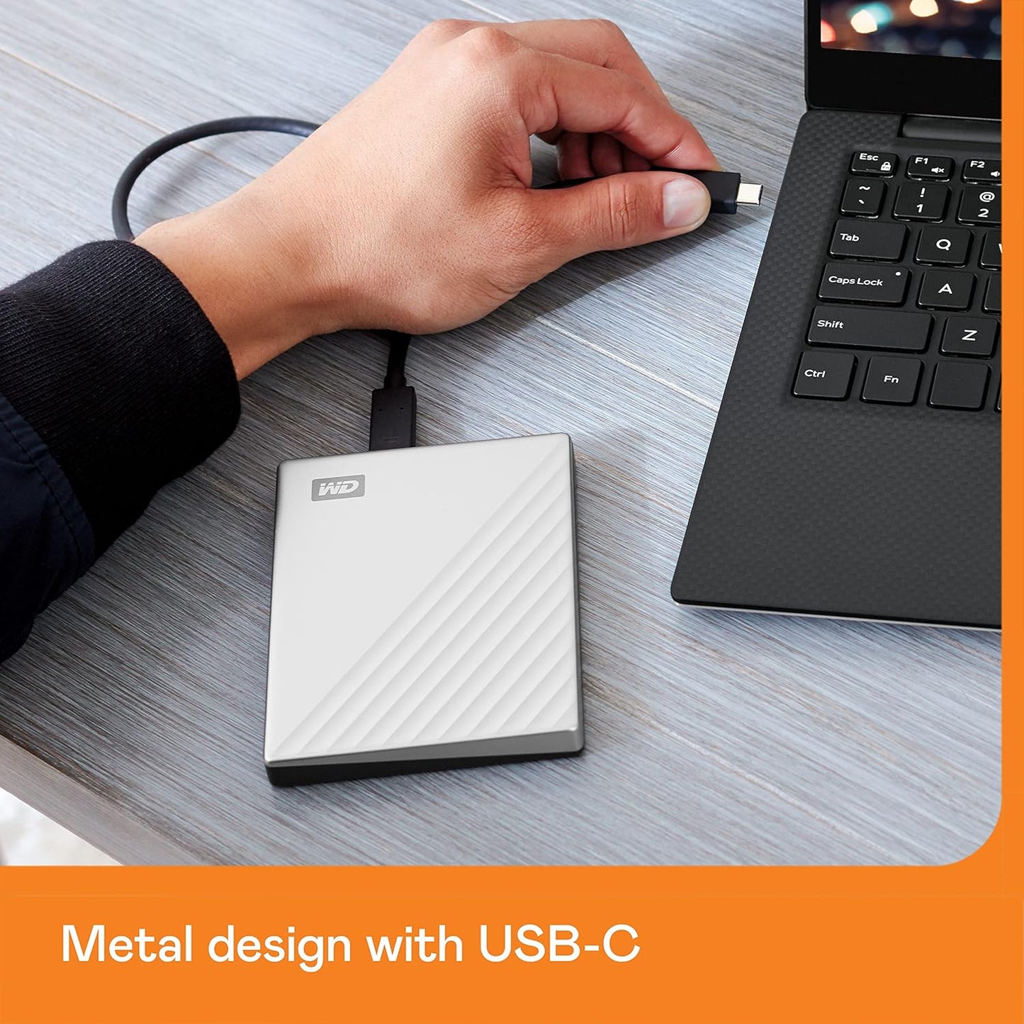 WD 1TB My Passport Ultra, Silver, Portable External Hard Drive, backup software with defense against ransomware, and password protection, USB-C and USB 3.1 - WDBC3C0010BSL-WESN