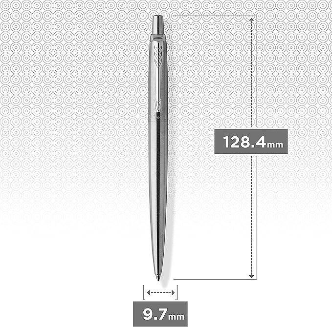 Parker Jotter Ballpoint Pen, Stainless Steel with Chrome Trim, Medium Point Blue Ink, Ideal Office Supplies, Gift Box