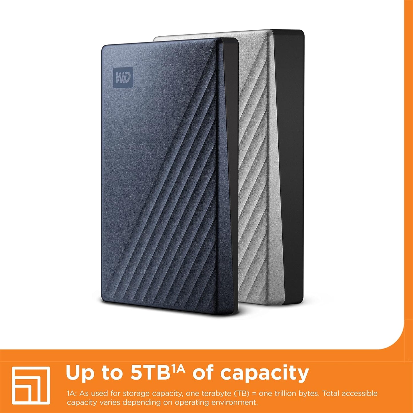 WD 4TB My Passport Ultra, Blue, Portable External Hard Drive, backup software with defense against ransomware, and password protection, USB-C and USB 3.1 - WDBFTM0040BBL-WESN