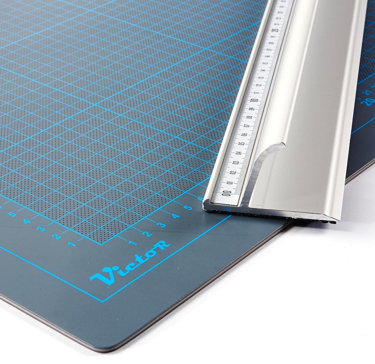 Victor 12-Inch Professional Aluminum Safety Ruler with Finger Guard Edge and Non-Slip Base - Ideal for Precision Cutting and Craft Projects - Durable Cutting Ruler for Safe Use