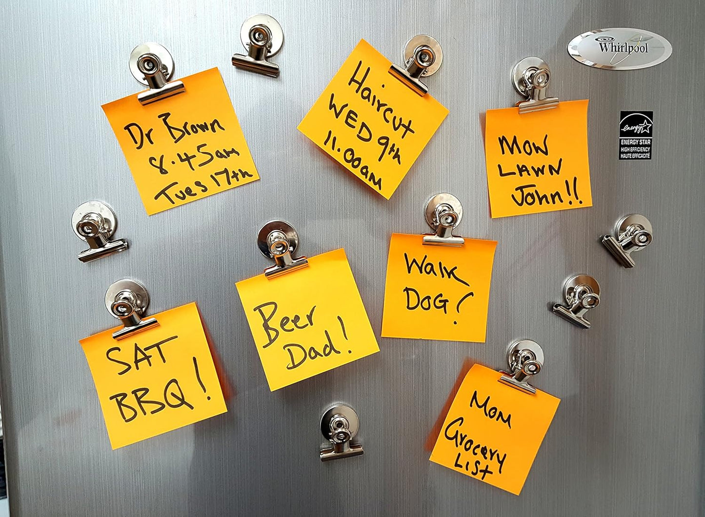 Mini Silver Refrigerator Magnet Hook Clips for Holding Photographs, Holding Business Cards, Office Organizing, Memo Note Clips, by Dondor (8)