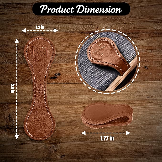 Personalized Leather Magnetic Bookmarks (1 Pack) Vintage Custom Engraved Initial ID Identification Book Marker Clip Gift for Book Lover Avid Readers (Letter Z, Light Brown)