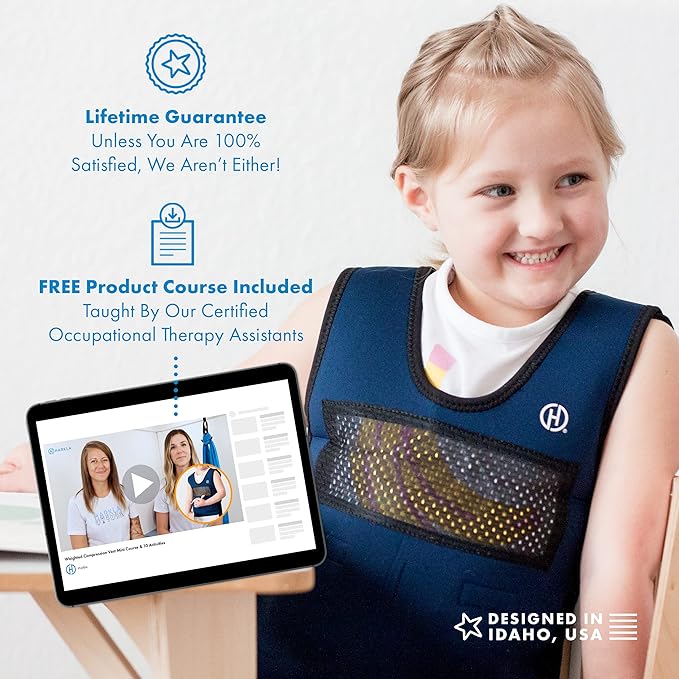 Harkla Weighted Vest for Kids - Neoprene Compression Vest - Ages 2 to 4 - Adjustable Kids Weighted Vest with 2lb Weight - Breathable and Washable Compression Vest - Small