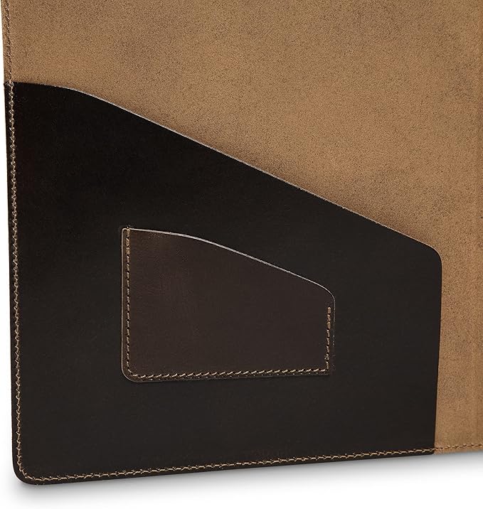 PEGAI Handmade 100% Leather Padfolio, Legal Pad Organizer for Business School Office Conference, Heavy Duty Full Grain Cow Hide Resume Interview Folio, Amazing Gift Idea | Marshall (Iphitos Brown)