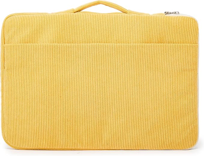 Kinmac Corduroy 360° Protective Water Resistant Laptop Case Bag Sleeve for MacBook Pro 16, and 15 inch-15.6 inch Laptop (Yellow)