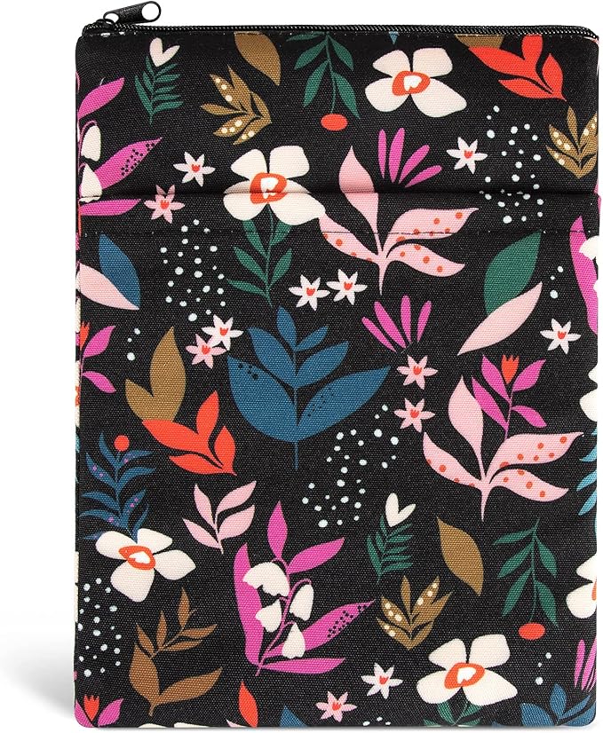 Book Sleeve Book Covers Book Protector Floral Printed with Zipper Washable Fabric for Teen Adult Book Lover Teacher Student(Medium,11 X 8.7 Inch)…