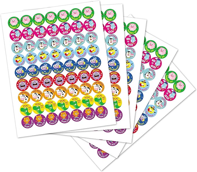 Sweetzer & Orange Teacher Reward Stickers – 1008 in 9 Designs, 1-Inch Motivational Sticker for Kids, Potty Training Reward and Teacher Supplies for Classroom