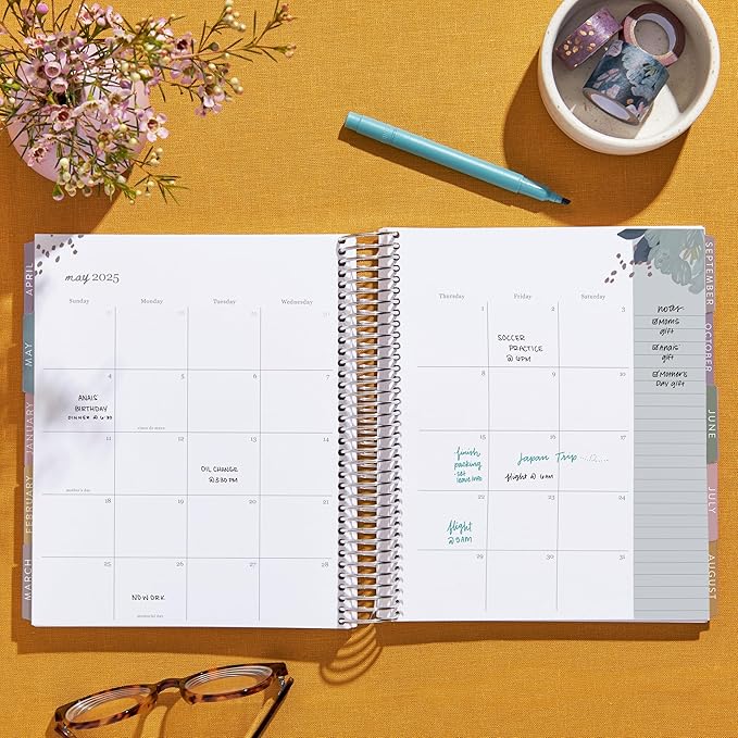 Erin Condren 12-Month Spiral Life Planner (Jan 2025 - Dec 2025) | 7x9 Weekly Planner with Monthly Calendars | Layers Colorful Covers, Bold Blooms Interior, Vertical Layout, Platinum Coil