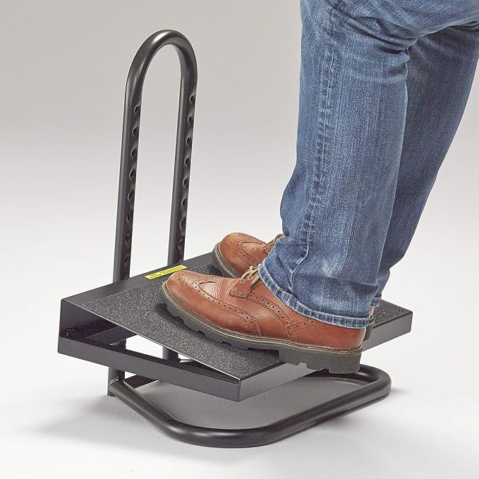 Safco Products 5124 Task Master Adjustable Footrest - 9 Position, Textured Platform, Tubular Steel - Relieve Pressure Points When Sitting or Standing in the Home, Office & Classroom